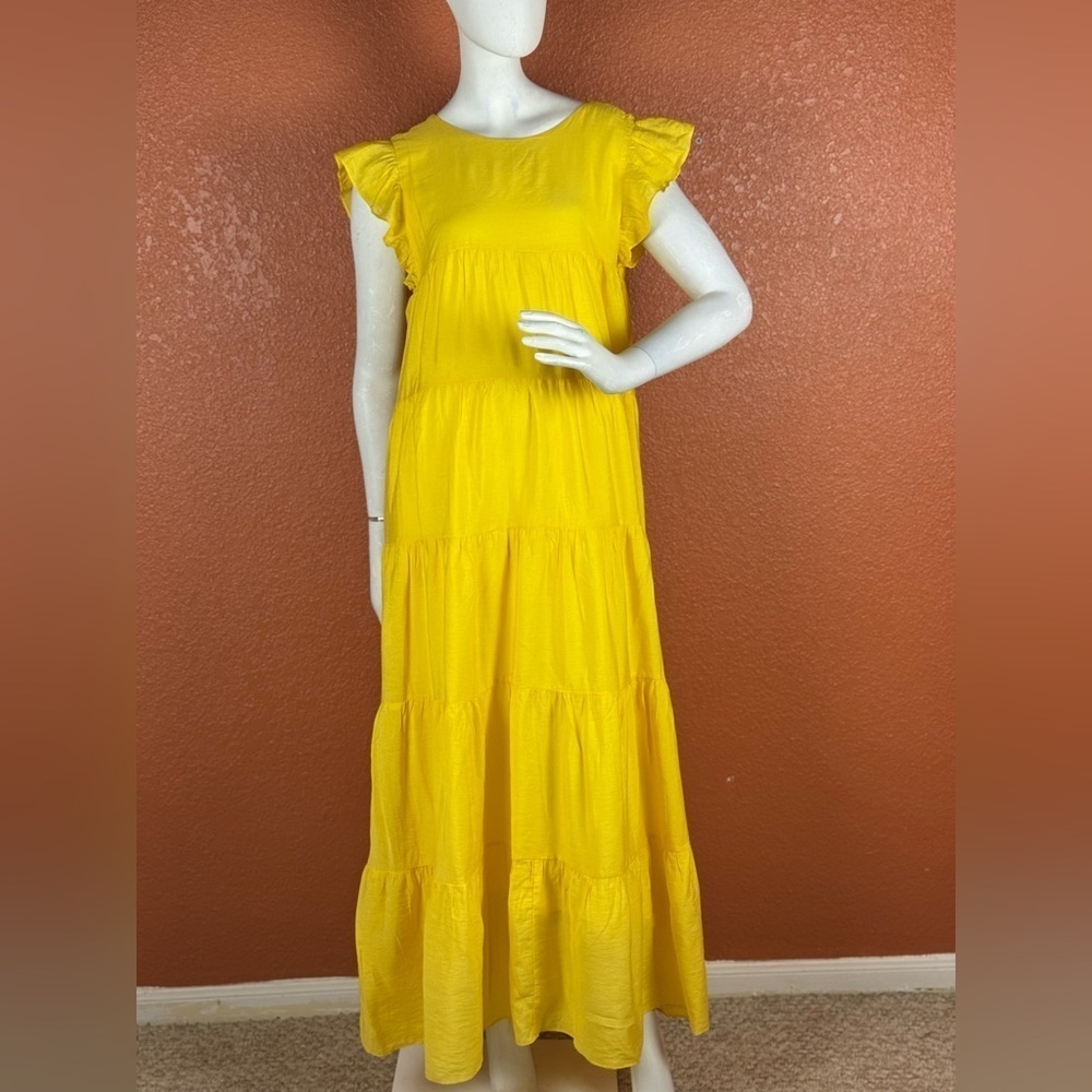 La Ven Boutique Lara Dress Maxi Dress Cap Sleeve Ruffle Casual Size M. B27